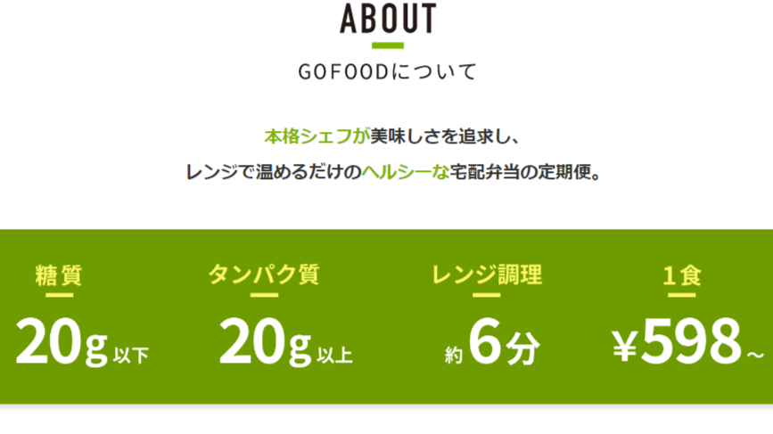 gofood(ゴーフード)の栄養基準値