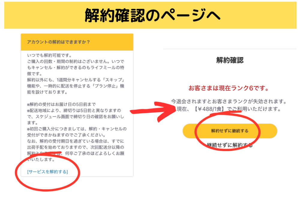 ライフミール(Lifemeal)の解約方法
