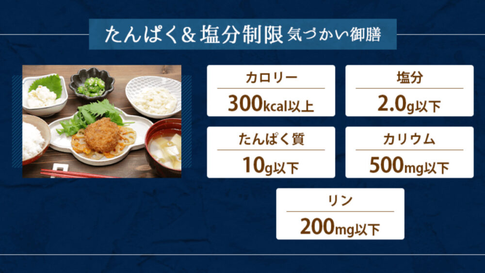 つるかめキッチン,たんぱく質&塩分制限気づかい御前の特徴