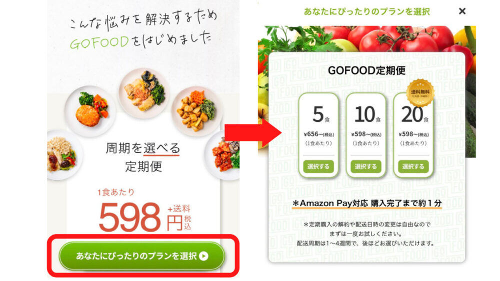 gofood,ゴーフード,申し込み画面