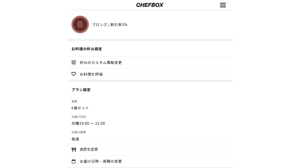 シェフボックスの管理画面