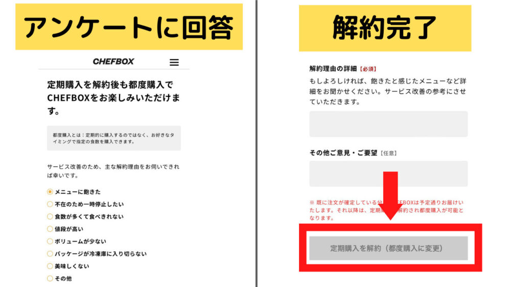 シェフボックス,CHEFBOX,解約方法